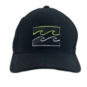 BillABong Cap Hat Men's FlexFit  Black Embroidered Waves Fitted Yupoong OSFA